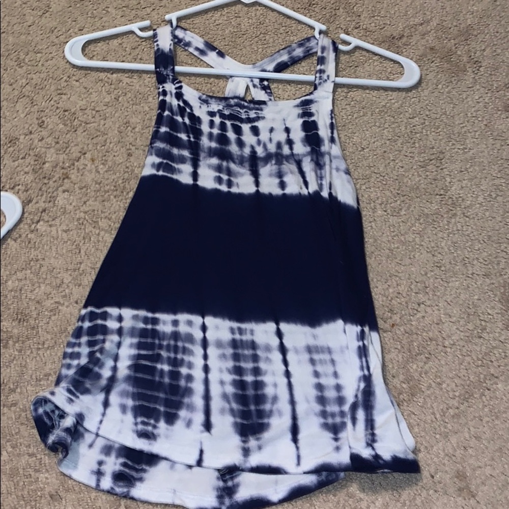white and blue tank top
